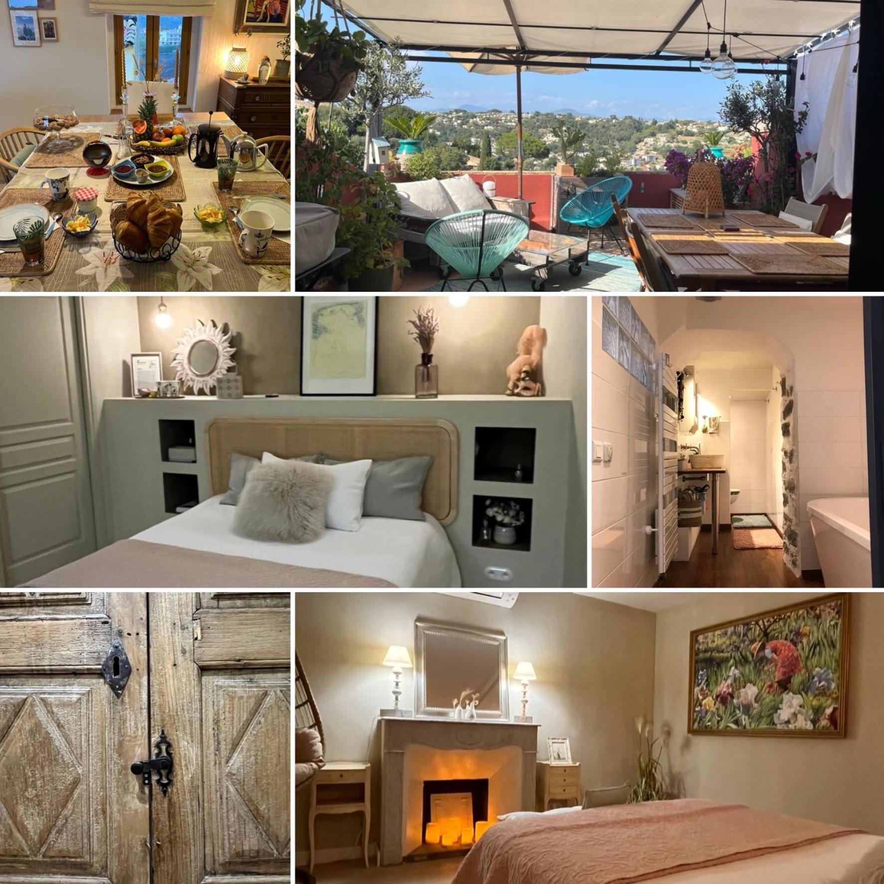 Bed & Breakfast Les Hauts De Cagnes Vue Mer Et Montagne Apartment ภายนอก รูปภาพ